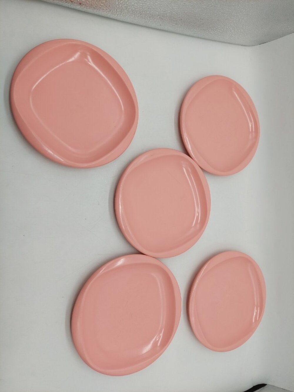 Boonton Ware Pastel Melamine Dessert Plates Lot of 5 Pink 1105-6 1/2 USA
